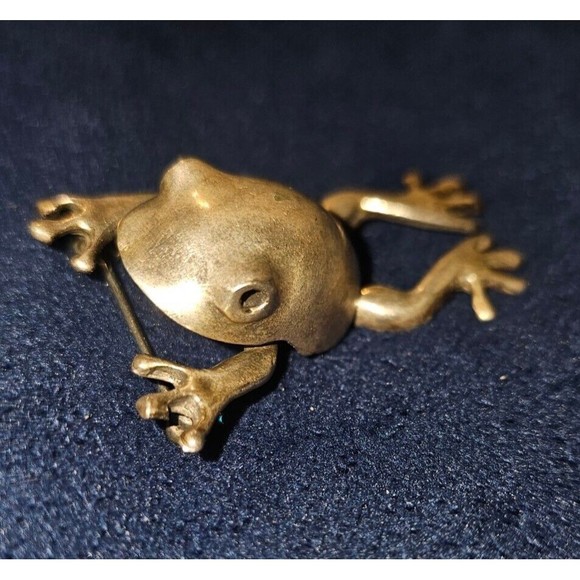 Leaping Frog Silver Frog MOVABLE MOUTH LEGS Antique VINTAGE BROOCH PIN 925 Frog